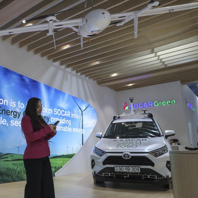 Le pavillon de l'entreprise pétrolière Socar à la COP29 de Bakou. [EPA - IGOR KOVALENKO]