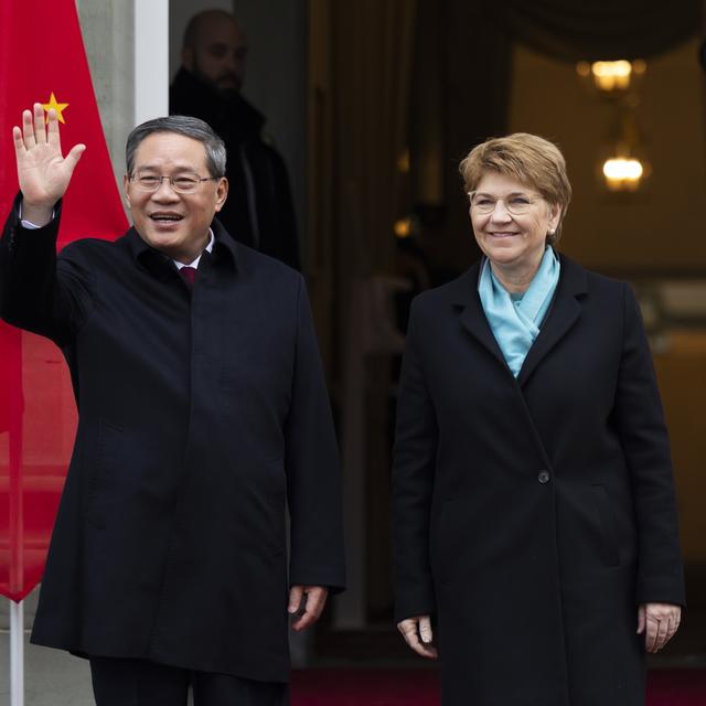 Le Premier ministre chinois Li Qiang en visite officielle à Berne, le 15 janvier 2024. [KEYSTONE - PETER KLAUNZER]