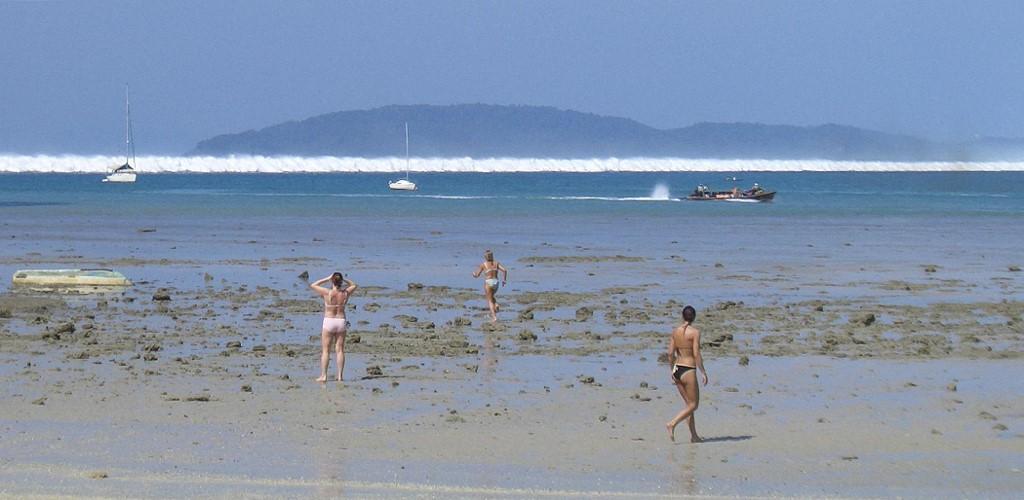 A Krabi, en Thaïlande, les touristes regardent le tsunami arriver sans prendre conscience du danger. [AFP - -]