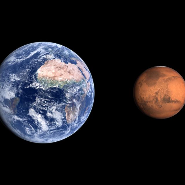 Planétologie comparée: la Terre vs la planète Mars. [Depositphotos - Tristan3D]