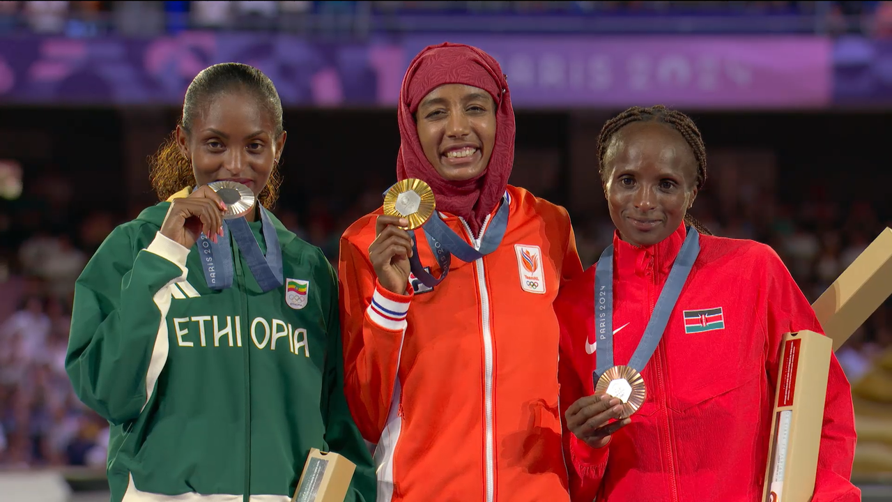 Le podium du marathon féminin.