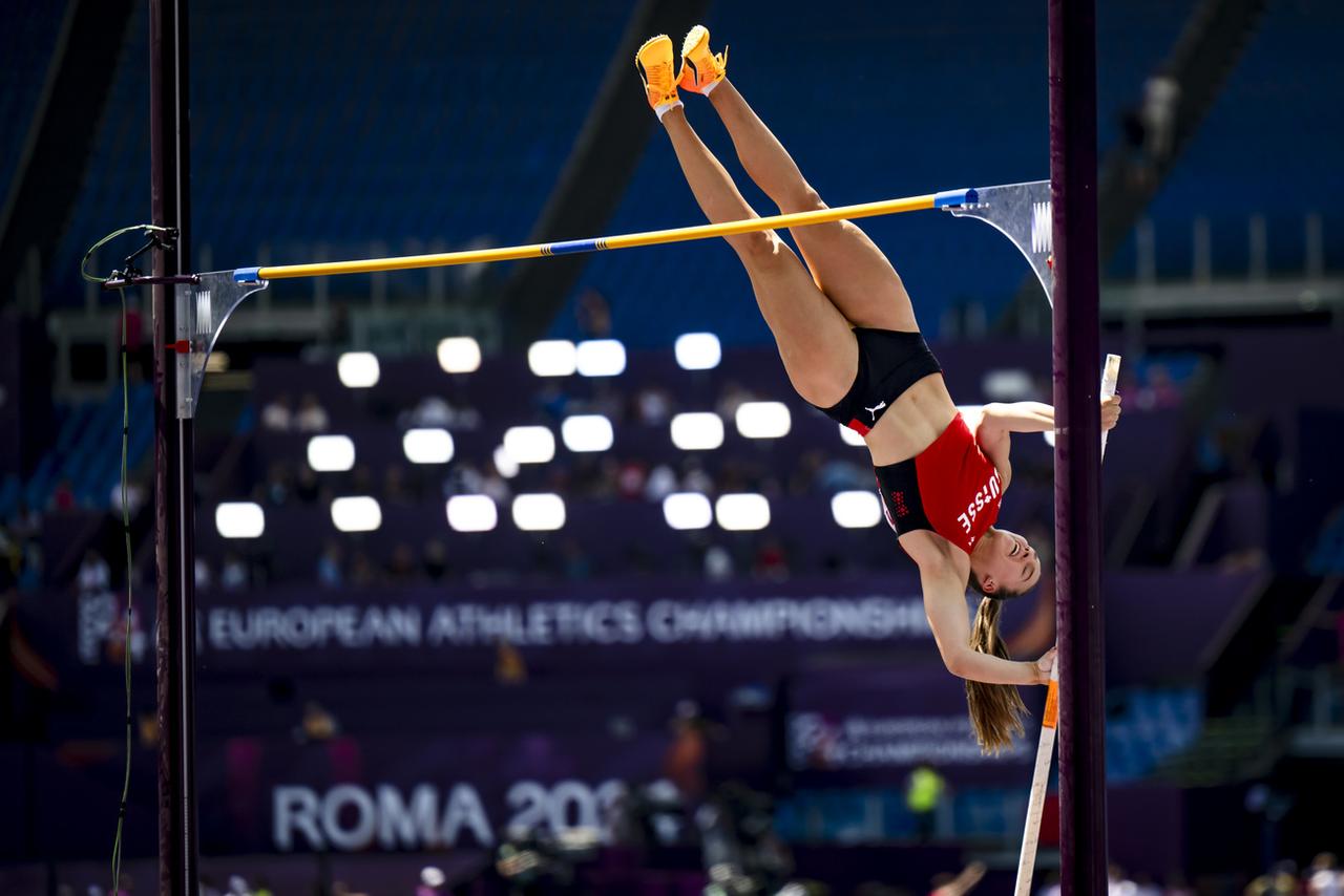 Angelica Moser s'est qualifiée pour la finale de la perche à Rome. [KEYSTONE - JEAN-CHRISTOPHE BOTT]