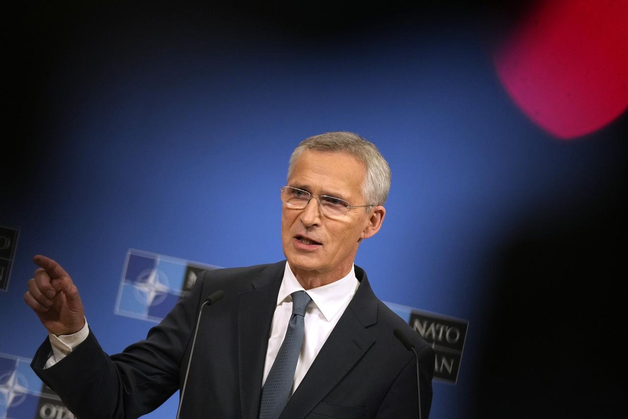 Jens Stoltenberg au quartier général de l'Otan à Bruxelles, le 14 juin 2024. [KEYSTONE - VIRGINIA MAYO]