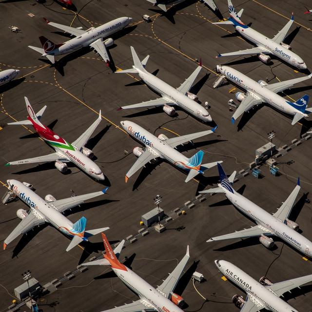 Des avions Boeing 737 Max 8 parqués à Seattle aux Etats-Unis (image d'illustration). [Keystone/EPA - Gary He]