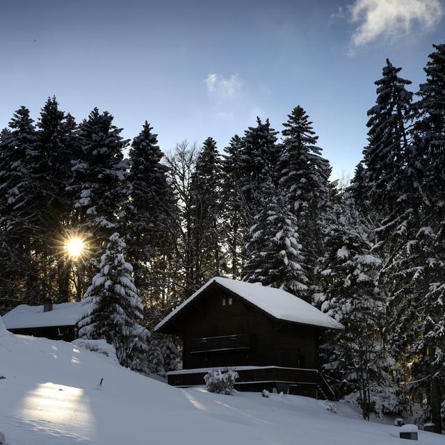 La neige est tombée au Paccots (FR). [Keystone - Laurent Gillieron]