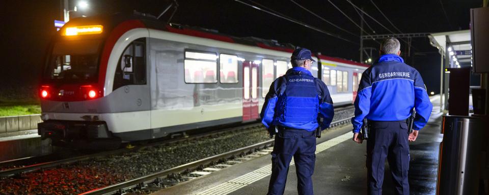 Une prise d'otages a eu lieu le soir du 8 février dans un train régional à Essert-sous-Champvent (VD). [Keystone - Laurent Gillieron]