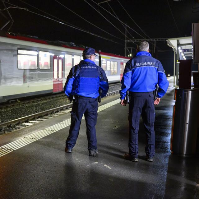 Une prise d'otages a eu lieu le soir du 8 février dans un train régional à Essert-sous-Champvent (VD). [Keystone - Laurent Gillieron]