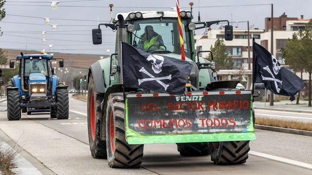 Les manifestations et les blocages par des agriculteurs se poursuivent en Espagne. [Keystone]