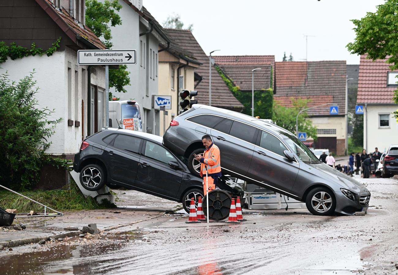 Le sud de l'Allemagne fait face à de fortes averses et à des inondations dévastatrices depuis quatre jours. [Keystone - Bernd Weissbrod]