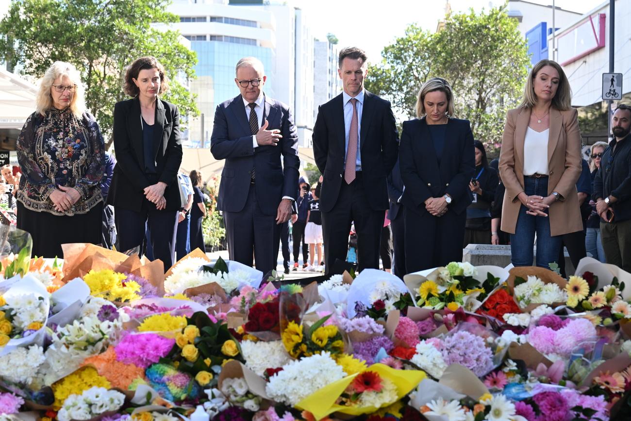 Le Premier ministre australien Anthony Albanese s'est rendu sur le lieu de l'attaque [Keystone/EPA - Dean Lewins]