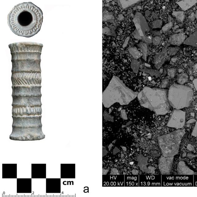 Un tube de rouge à lèvres vieux de 4000 ans a été retrouvé dans la région de Jiroft dans le sud de lʹIran. [Scientific Reports / nature.com - M. Vidale / F. Zorzi]