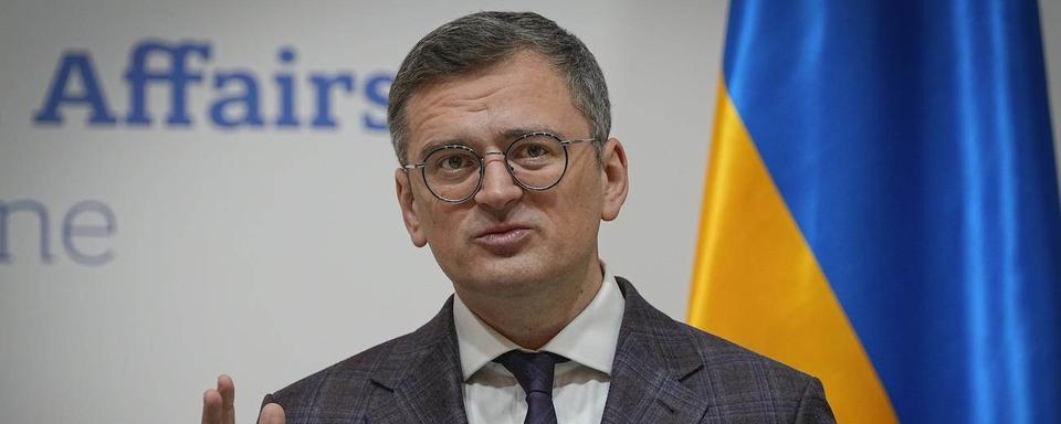 Le ministre ukrainien des Affaires étrangères Dymtro Kouleba lors d'une conférence, le 13 mars 2024. [Keystone]