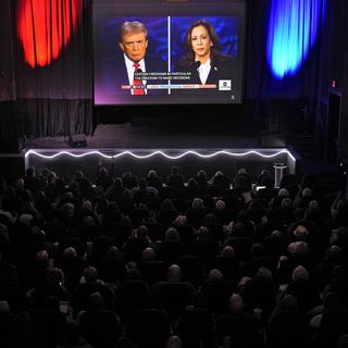 Le débat entre Donald Trump et Kamala Harris, le 10 septembre 2024. [Keystone - AP Photo/Charlie Riedel]