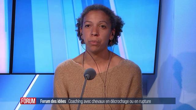 Marie-Aline Rapp, cofondatrice de l’Écrin des Mômes, une association proposant de l’équicoaching à des jeunes en rupture scolaire ou familiale. [RTS]