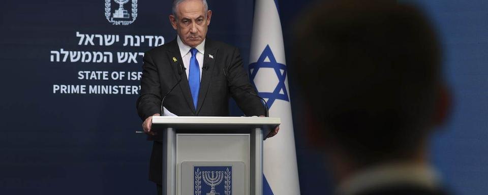 Benjamin Netanyahu lors d'une conférence de presse le 4 septembre 2024. [Keystone]