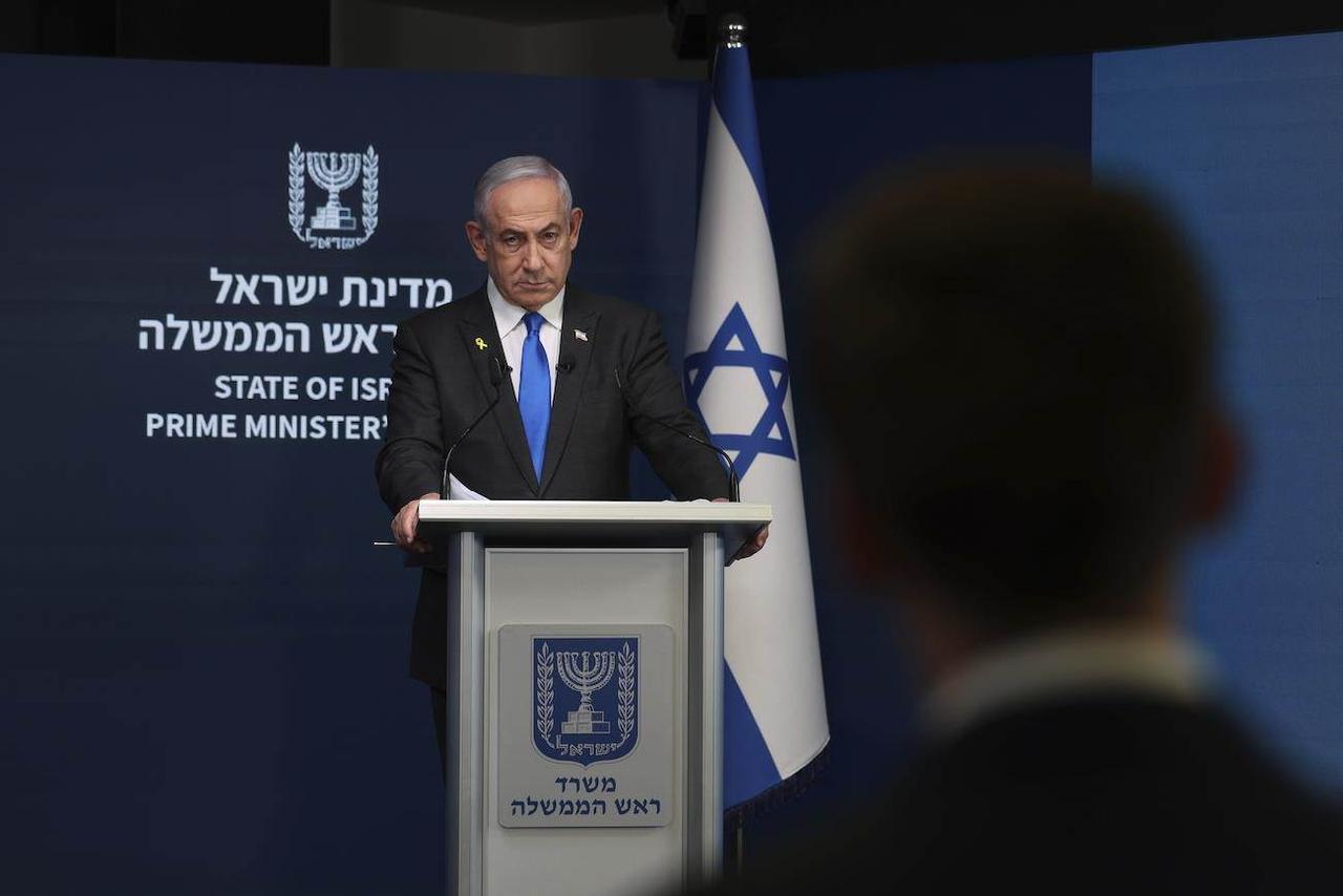 Benjamin Netanyahu lors d'une conférence de presse le 4 septembre 2024. [Keystone]