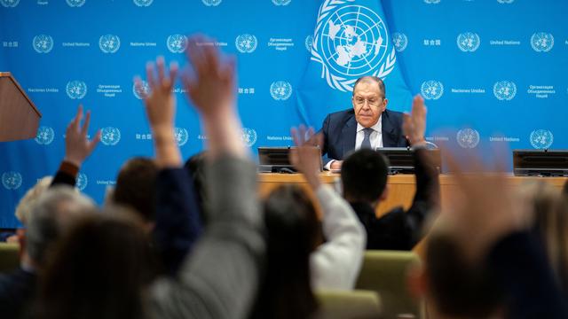 Serguei Lavrov a tenu une conférence de presse à l'ONU mercredi. [Reuters - Eduardo Munoz]