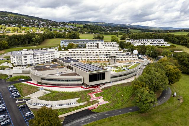 Une vue du Campus Genolier lors de l'inauguration du Genolier Innovation Hub le vendredi 27 septembre 2024. [KEYSTONE - JEAN-CHRISTOPHE BOTT]