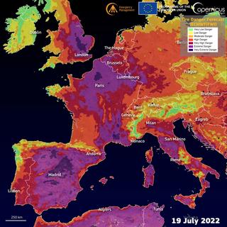 Le programme Copernicus permet notamment de suivre l'évolution climatique (image d'illustration). [EPA / UROPEAN UNION, COPERNICUS EMS DATA HANDOUT / Keystone]