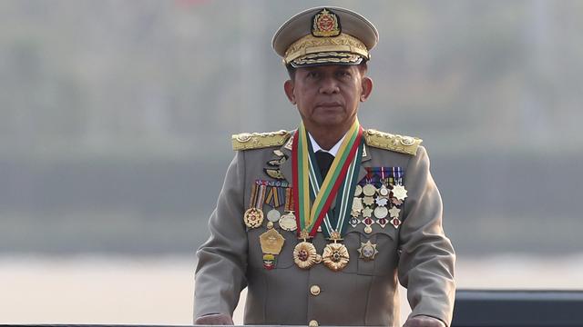 Le chef de la junte birmane, Min Aung Hlaing. [Keystone - Aung Shine Oo - AP Photo]