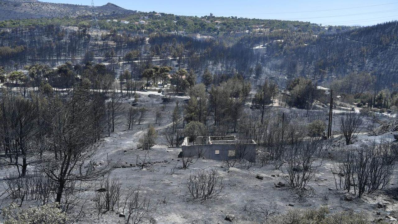 Les pompiers grecs ont progressé mardi dans leur lutte contre un vaste incendie près d'Athènes. [Keystone]