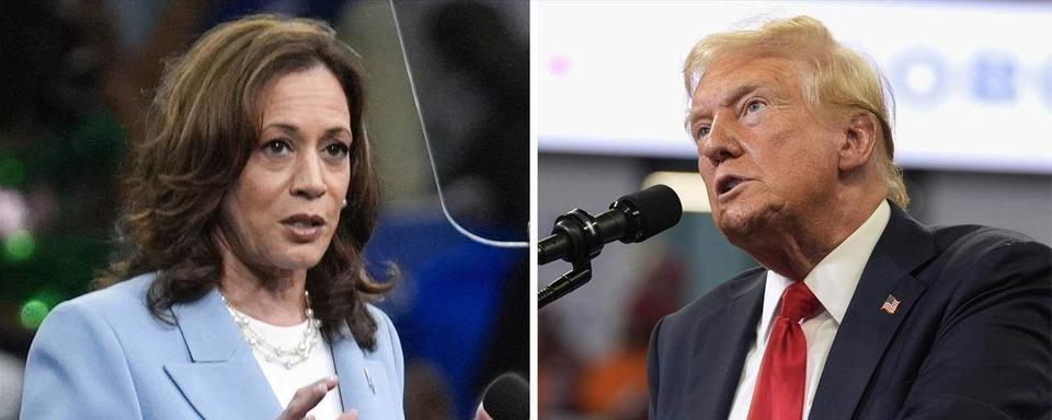 A deux jours de leur duel télévisé, Kamala Harris et Donald Trump demeurent au coude-à-coude. [Keystone]