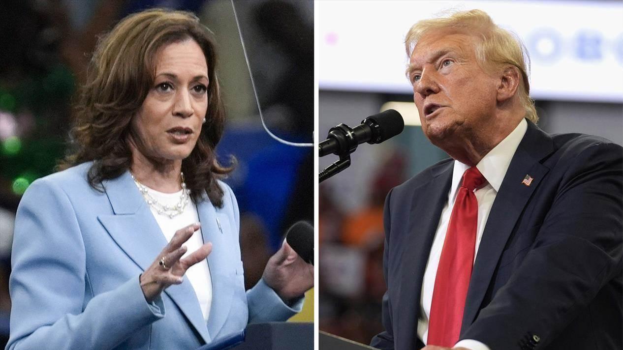 A deux jours de leur duel télévisé, Kamala Harris et Donald Trump demeurent au coude-à-coude. [Keystone]