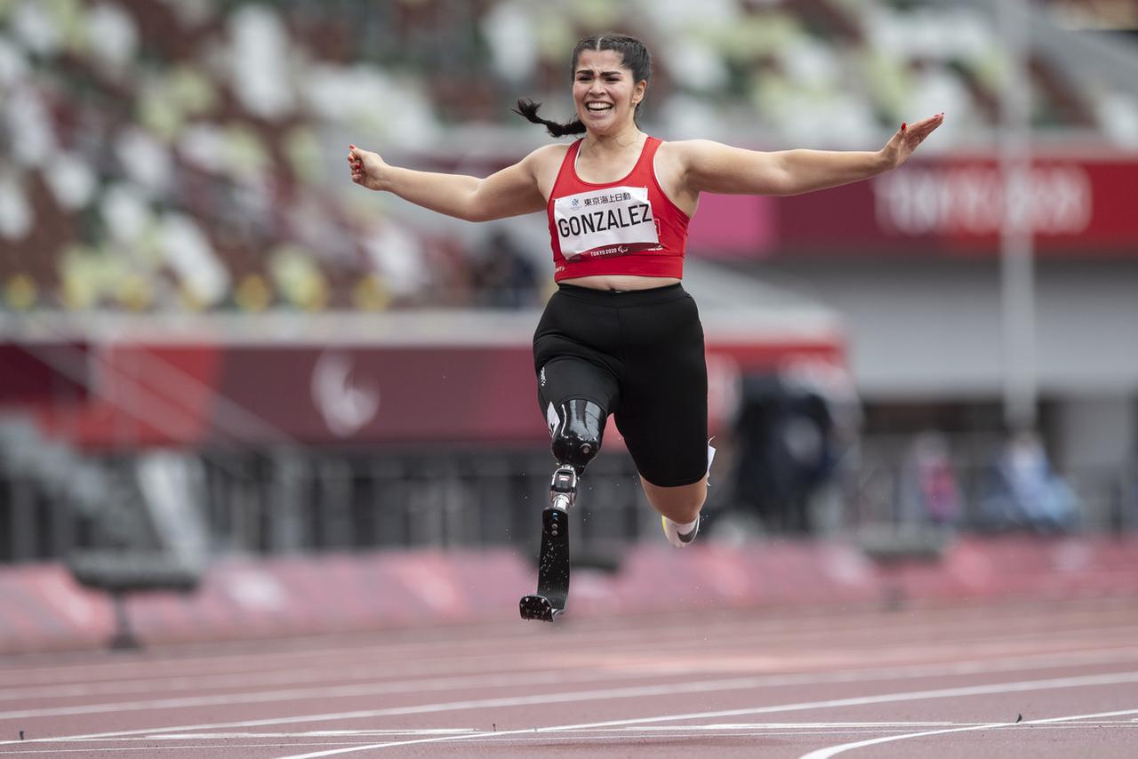 4 septembre 2021: Sofia Gonzalez dispute la finale du 100m à Tokyo. [KEYSTONE - ENNIO LEANZA]