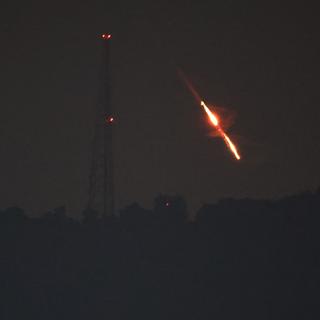 Un missile de l'attaque par l'Iran visant Israël, le 14 avril 2024. [Keystone - EPA/Atef Safadi]