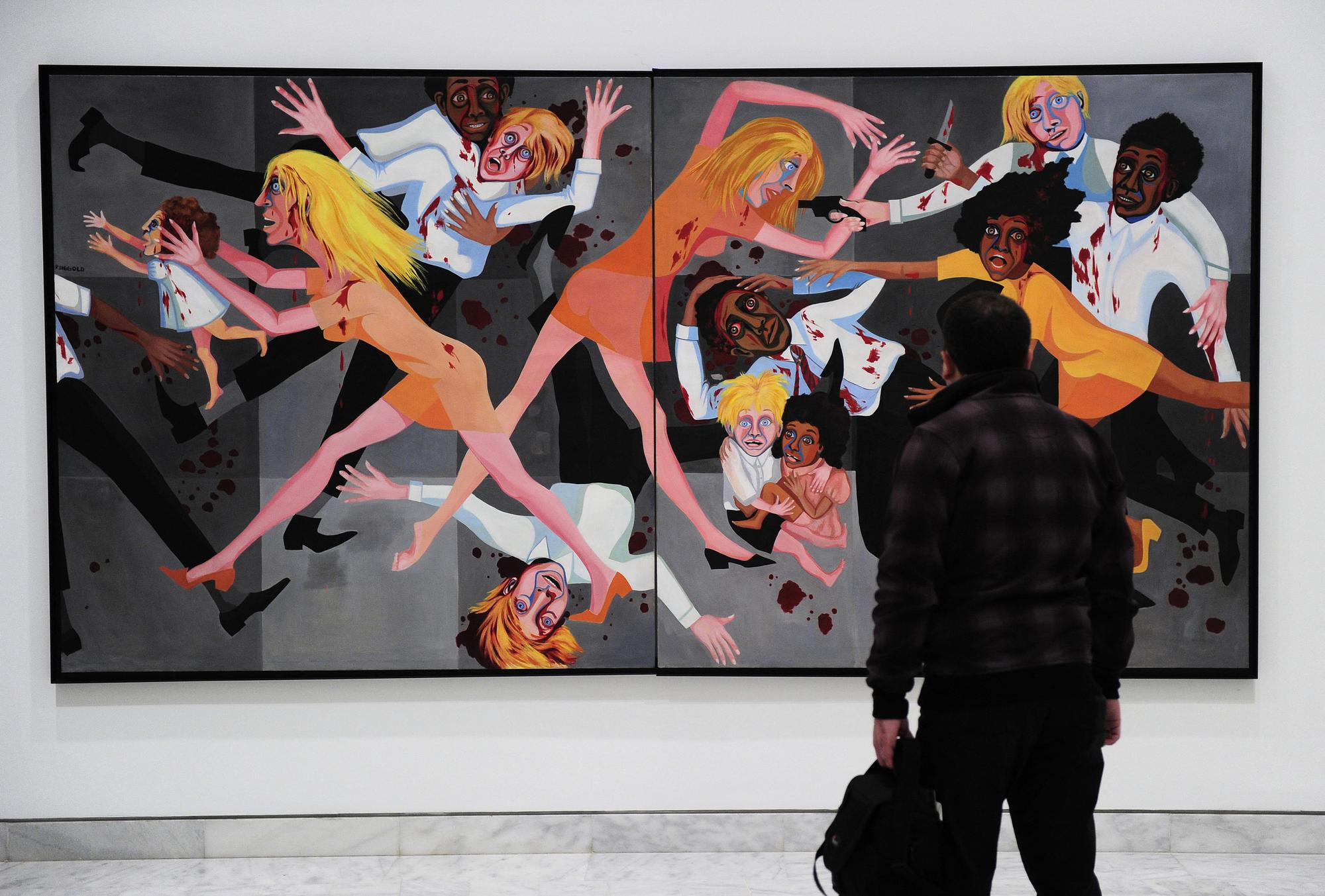 "Die: American peole series #20" de Faith Ringgold exposée à la Contemporary Art Fair de Barcelona en 2014 dans le cadre de l'exposition "Post-Picasso, contemporary reactions". [AFP - JOSEP LAGO]
