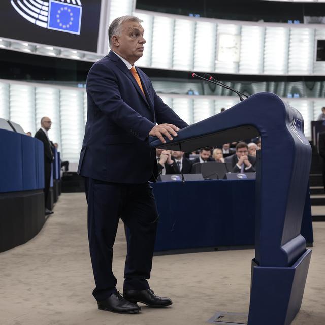 Le Premier ministre hongrois Viktor Orban réclame un ''changement institutionnel'' à l'UE. [Keystone/AP Photo - Jean-Francois Badias]