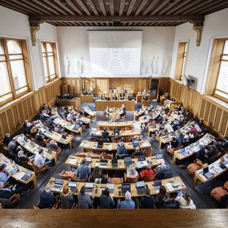 La salle du Grand Conseil neuchâtelois. [Keystone - Valentin Flauraud]