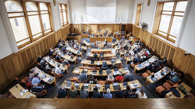 La salle du Grand Conseil neuchâtelois. [Keystone - Valentin Flauraud]