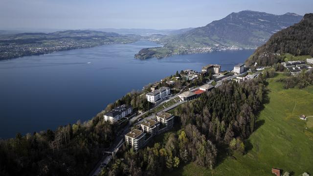 Vue sur le Bürgenstock, dans le canton de Nidwald, où se tiendra la conférence pour la paix en Ukraine les 15 et 16 juin. [KEYSTONE - MICHAEL BUHOLZER]