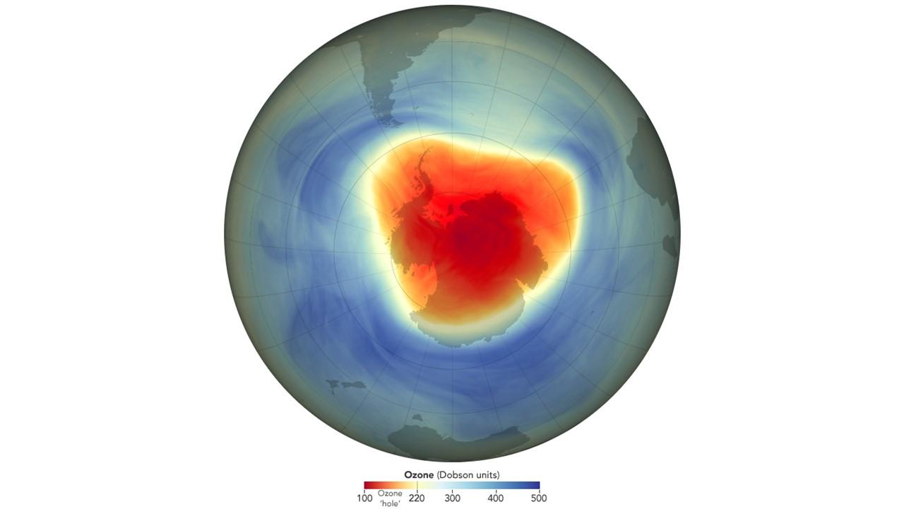 Etendue du trou d'ozone au-dessus de l'Antarctique le 28 septembre 2024 [NOAA/NASA]