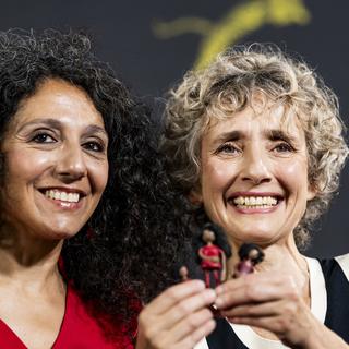 Fida Bizri et Sylvie Ballyot sont à Locarno pour présenter leur film "Green Line". [Keystone - Jean-Christophe Bott]