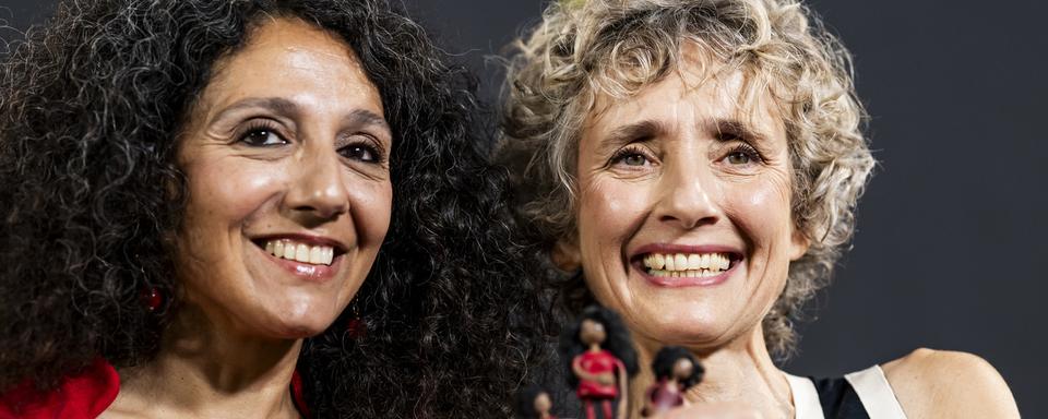 Fida Bizri et Sylvie Ballyot sont à Locarno pour présenter leur film "Green Line". [Keystone - Jean-Christophe Bott]