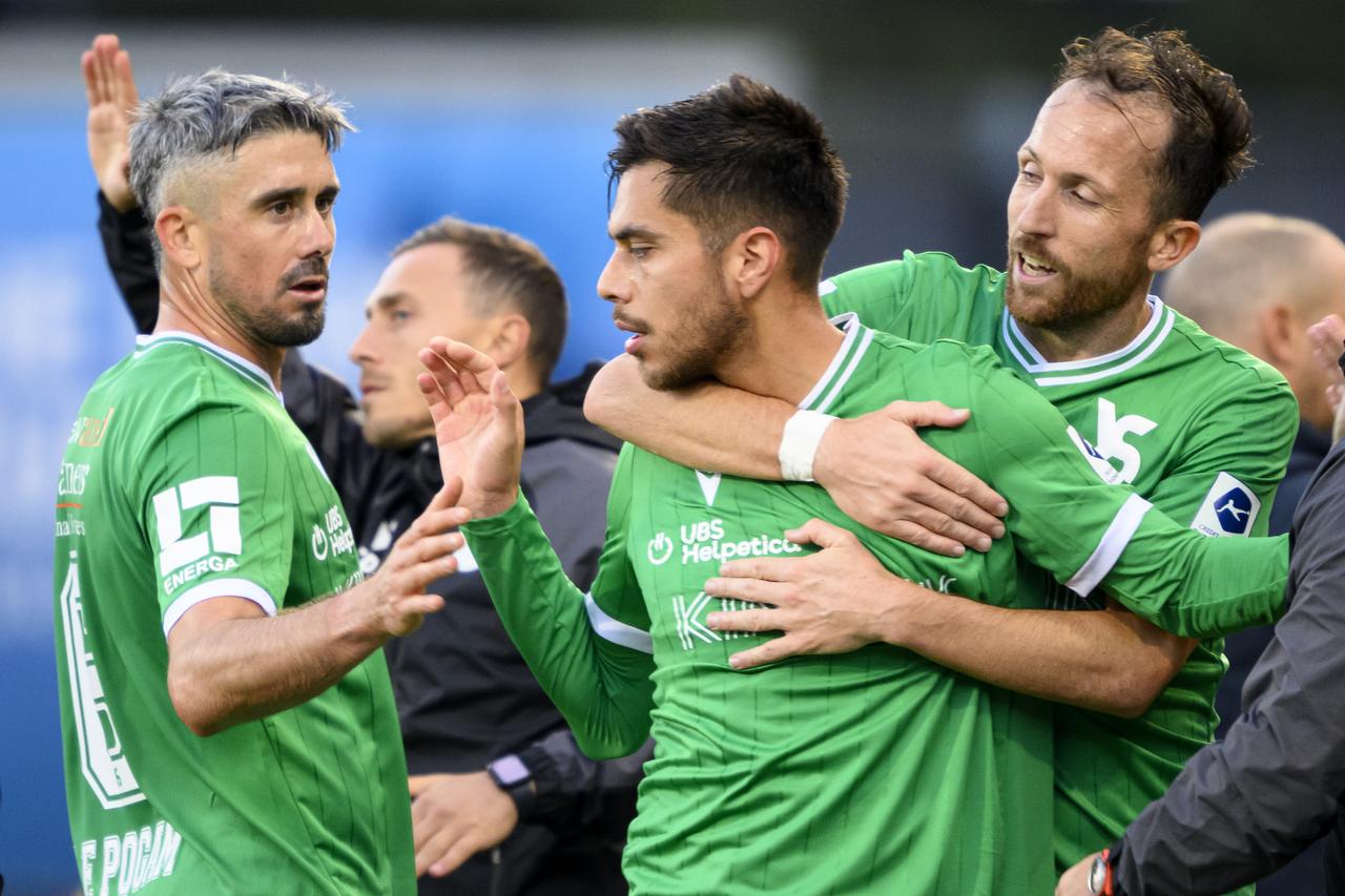 William Le Pogam, Boris Cespedes et Anthony Sauthier (de gauche à droite) font partie des pièces maîtresses du club nord-vaudois. [KEYSTONE - LAURENT GILLIERON]