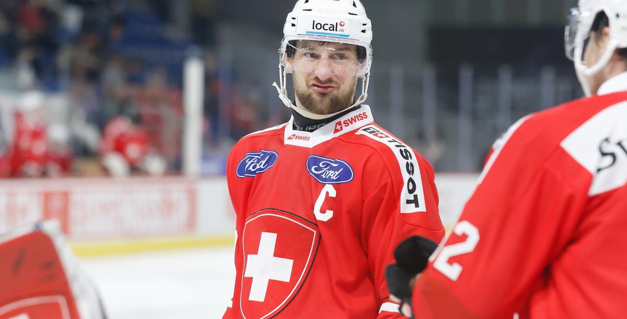 Tristan Scherwey a été capitaine de l'équipe de Suisse ce printemps contre la Lettonie. [KEYSTONE - MANUEL GEISSER]