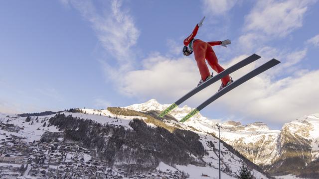 Gregor Deschwanden a décroché un nouveau podium à Engelberg. [KEYSTONE - PHILIPP SCHMIDLI]