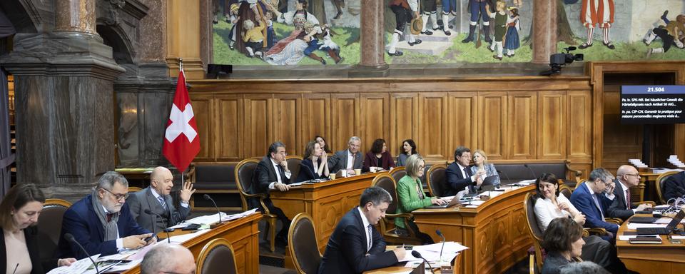 La salle du Conseil des Etats, le 28 février 2024. [Keystone - Peter Klaunzer]