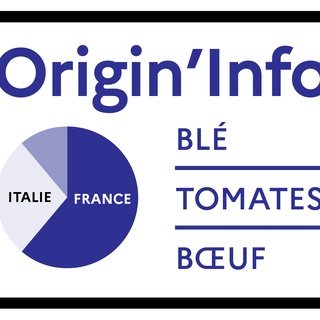 Une des trois versions du label Origin'info. [© France / Ministère des Entreprises, du Tourisme et de la Consommation]