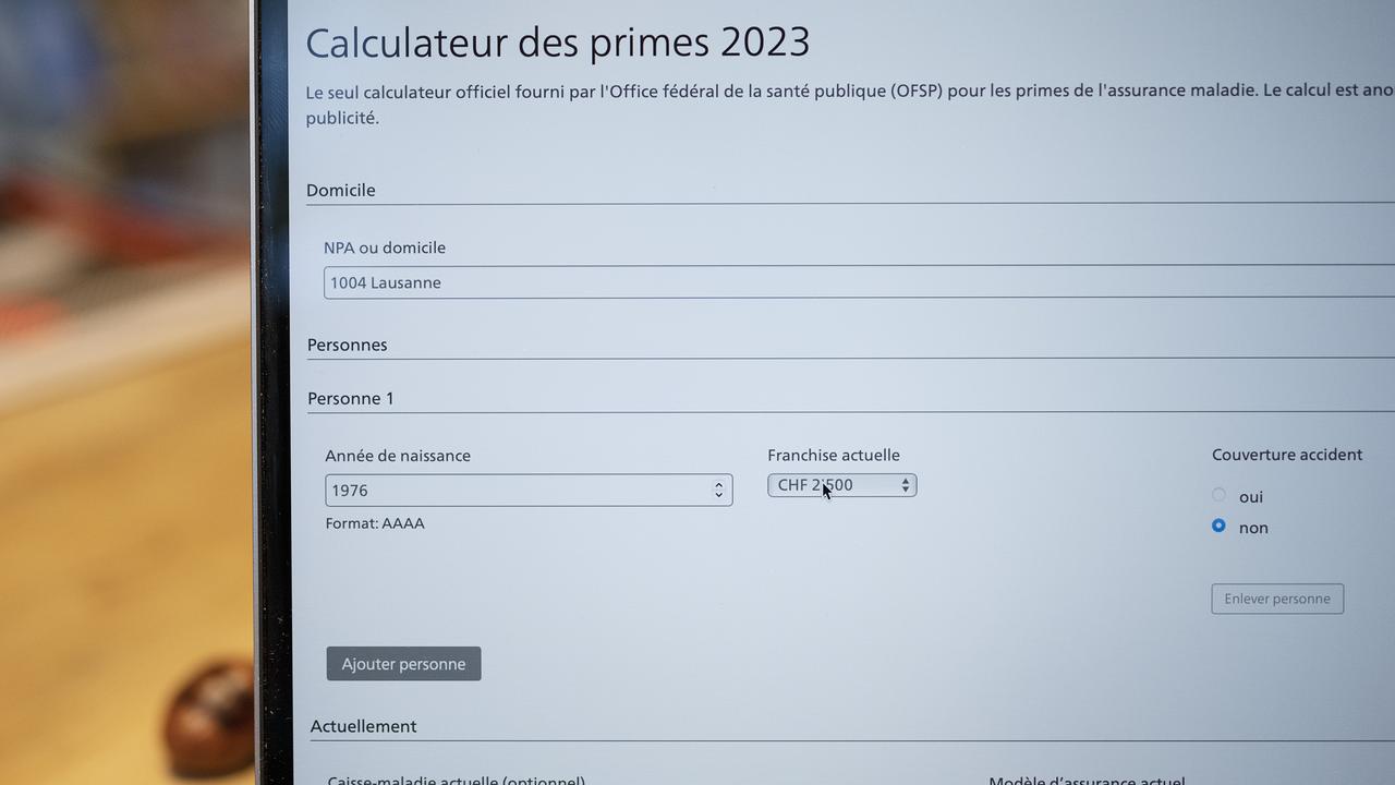 Le calculateur de la Confédération Priminfo. [Keystone - Christian Beutler]