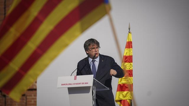 Carles Puigdemont devant ses militants, Barcelone le 8 août 2024. [Ap Photo - Joan Mateu]