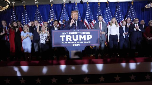 Donald Trump remporte mardi soir la primaire républicaine du New Hampshire contre Nikki Haley. [Keystone]