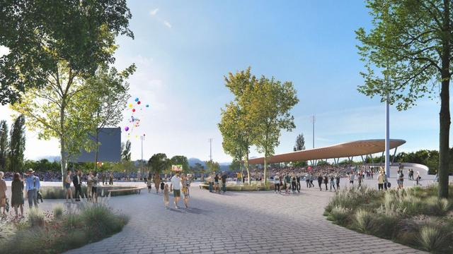 Image de synthèse du futur stade de Coubertin à Lausanne. [Translocal Architecture GmbH]