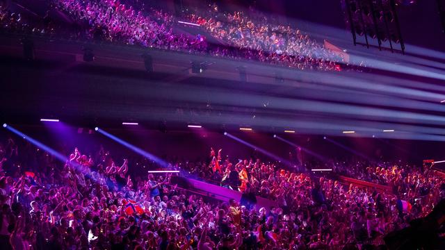 Le public de la Malmö Arena pour l'Eurovision. [Keystone - EPA/Ida Marie Odgaard]