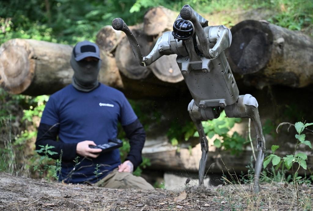 Furtifs et agiles, des chiens-robots pourraient bientôt devenir un objet courant sur le front en Ukraine pour soulager les soldats de missions périlleuses. [AFP - GENYA SAVILOV]