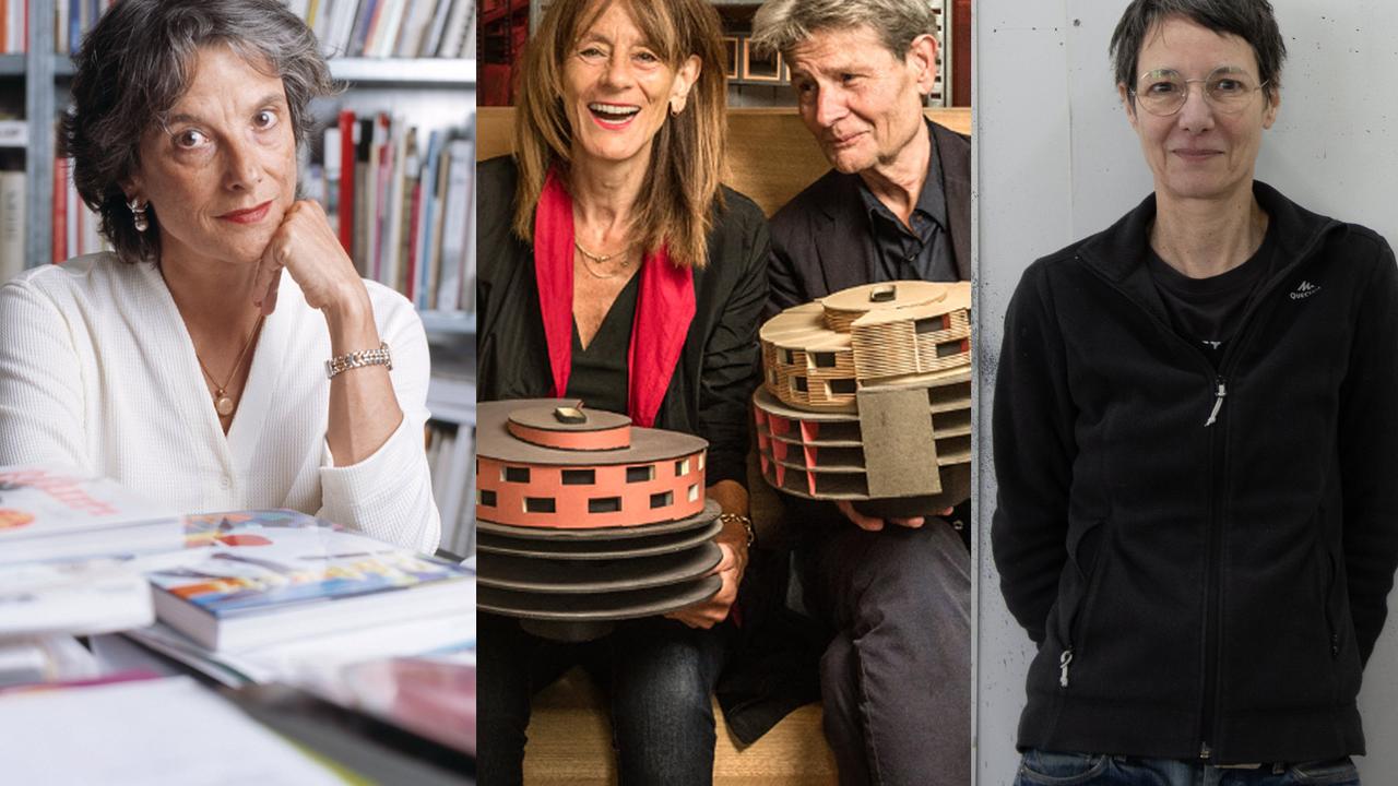 Jacqueline Burckhardt, Marianne Burkhalter, Christian Sumi et Valérie Favre (de gauche à droite) remportent les Grand Prix suisses d'art / Prix Meret Oppenheim 2024. [Keystone/Denis Yulov/Séverine Oppliger]