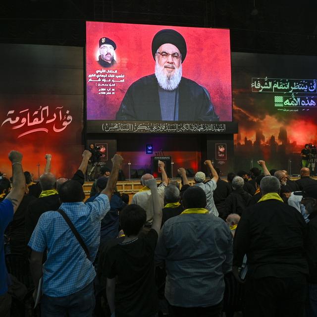 Le chef du Hezbollah Hassan Nasrallah reste ambigu sur les hostilités à venir. [Keystone. - WAEL HAMZEH / EPA]